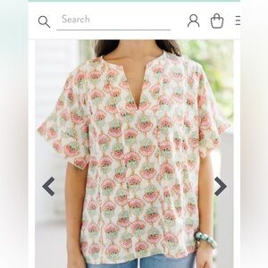 Karlie Floral V Neck Top Small Shirt